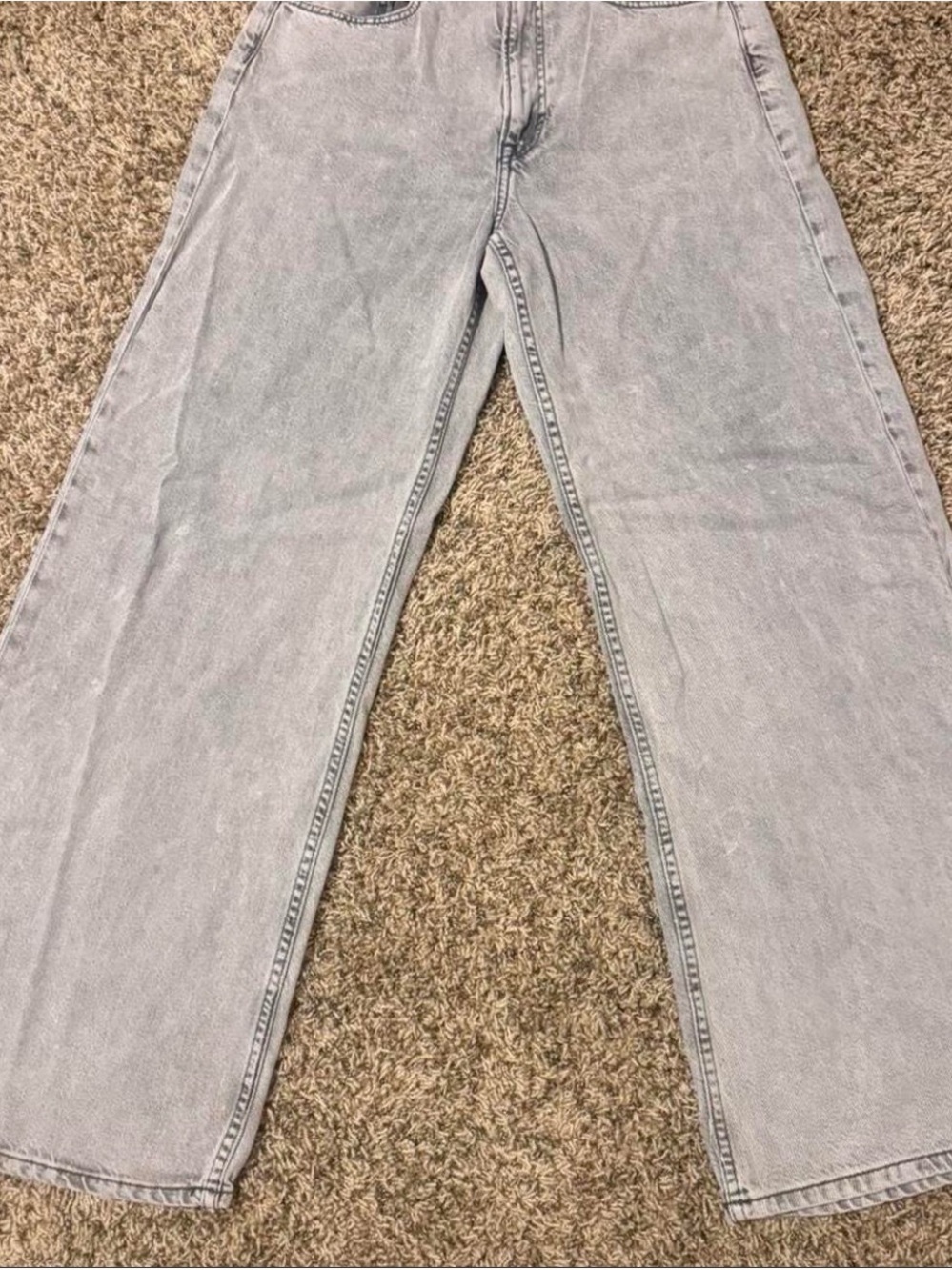 Forever 21 Light Gray Wide-Leg Jeans